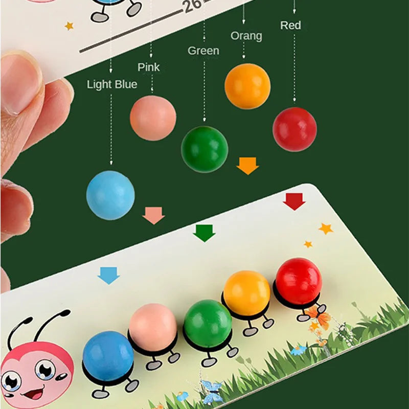 Wooden Clip Beads Games Montessori Toys Color Matching Parish Learning Set Fine Movement Training Educational Toys For Children