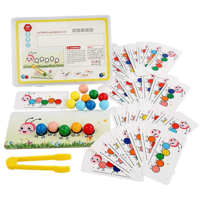 Wooden Clip Beads Games Montessori Toys Color Matching Parish Learning Set Fine Movement Training Educational Toys For Children