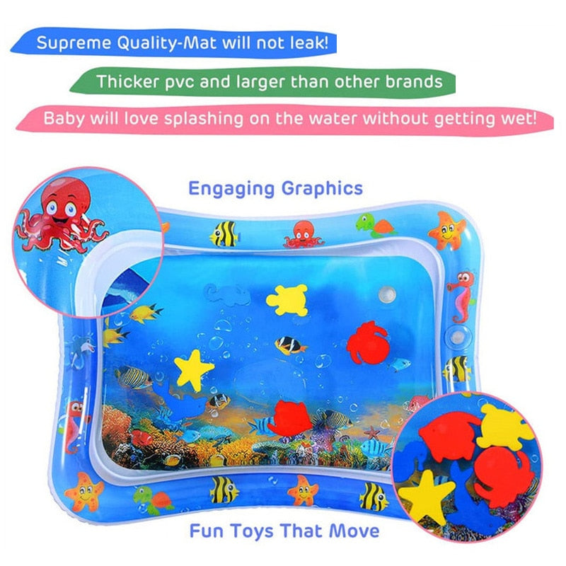 Baby Kids Water Play Mat Inflatable PVC Infant Tummy Time Playmat Toddler Water Pad For Baby Fun Activity Play Center