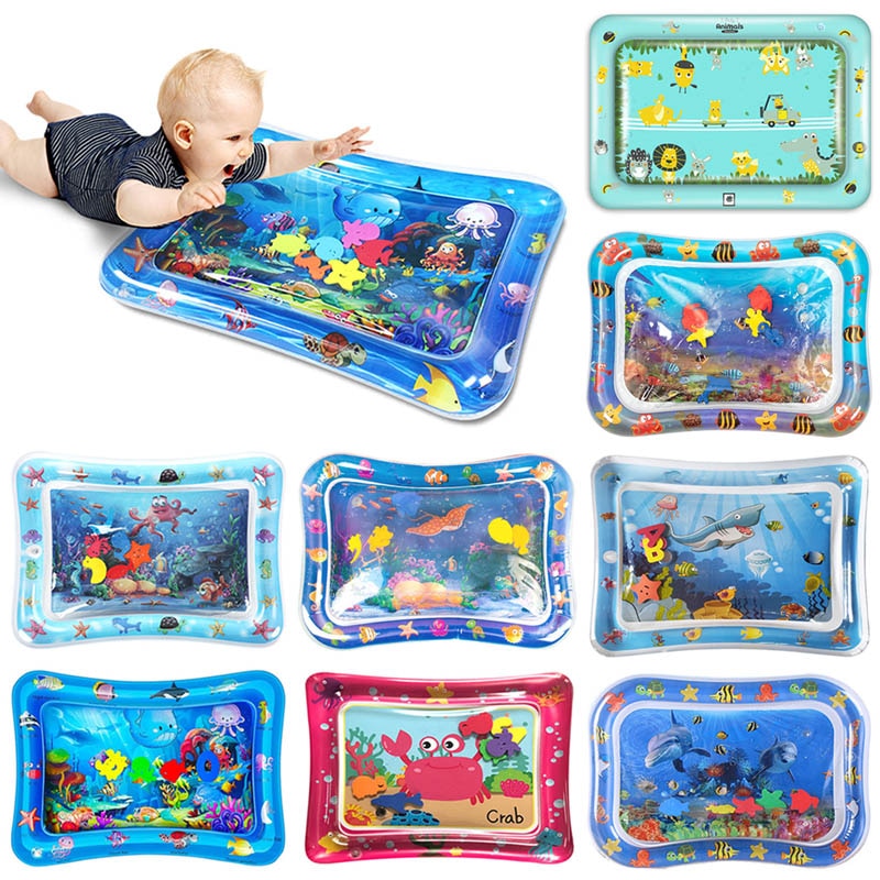 Baby Kids Water Play Mat Inflatable PVC Infant Tummy Time Playmat Toddler Water Pad For Baby Fun Activity Play Center